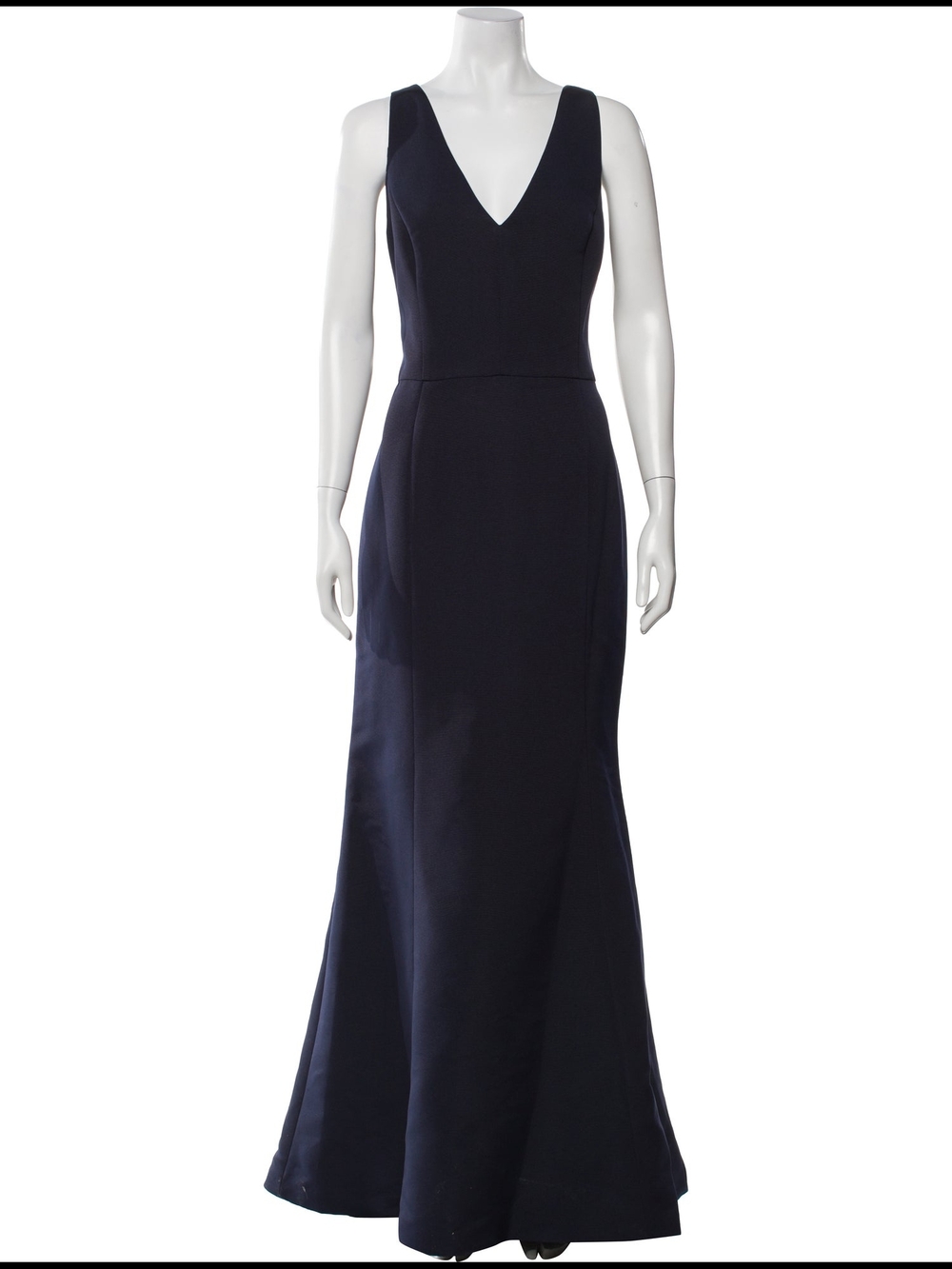 Sleeveless V-Neck Navy Mermaid Gown - Picture 2 of 9